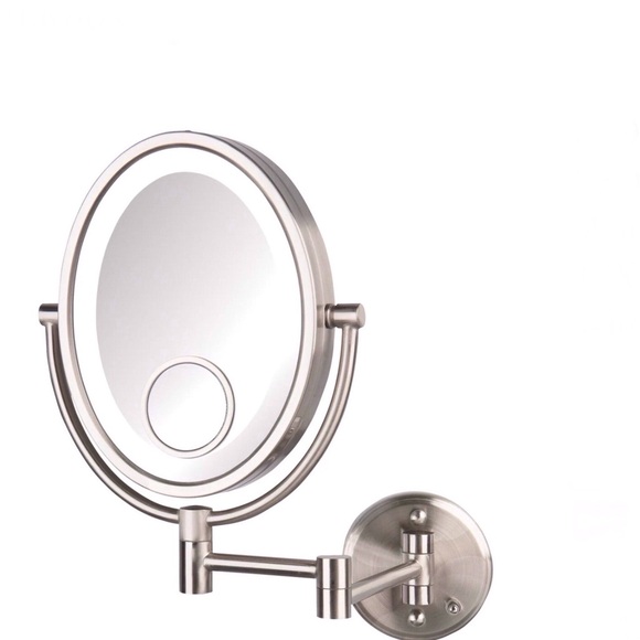 JERDON LED Lighted Wall Mounted Makeup Mirror 10X - 1X Magnifying Mirror - Picture 1 of 14